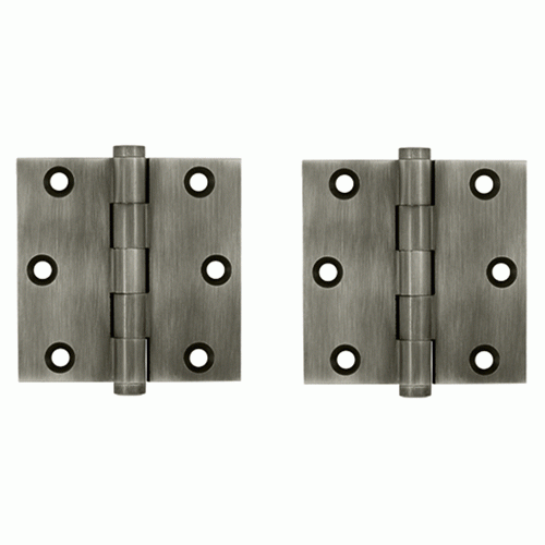 3 X 3 Inch Solid Brass Hinge Interchangeable Finials (Square Corner, Antique Nickel Finish) DELTANA