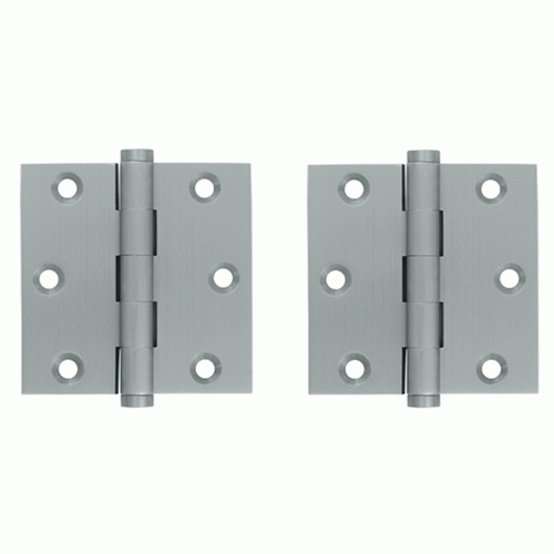 3 X 3 Inch Solid Brass Hinge Interchangeable Finials (Square Corner, Brushed Chrome Finish) DELTANA