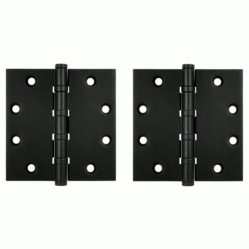 4 1/2 Inch X 4 1/2 Inch Solid Brass Non-Removable Pin Square Hinge (Paint Black Finish) DELTANA