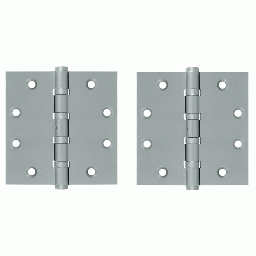 4 1/2 Inch X 4 1/2 Inch Solid Brass Non-Removable Pin Square Hinge (Brushed Chrome Finish) DELTANA