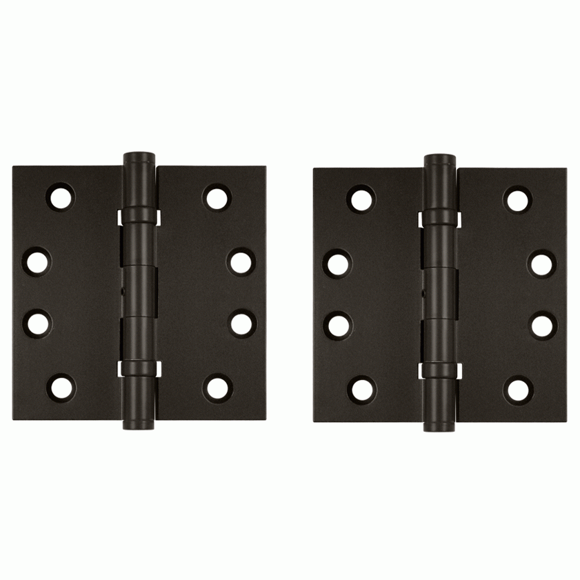 4 Inch X 4 Inch Ball Bearing Hinge Interchangeable Finials (Square Corner, Oil Rubbed Bronze Finish) DELTANA