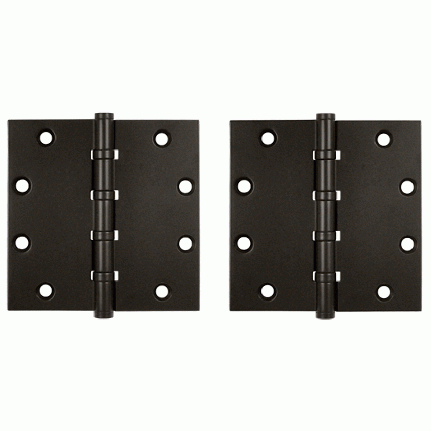 5 Inch X 5 Inch Solid Brass Four Ball Bearing Square Hinge (Oil Rubbed Bronze Finish) DELTANA