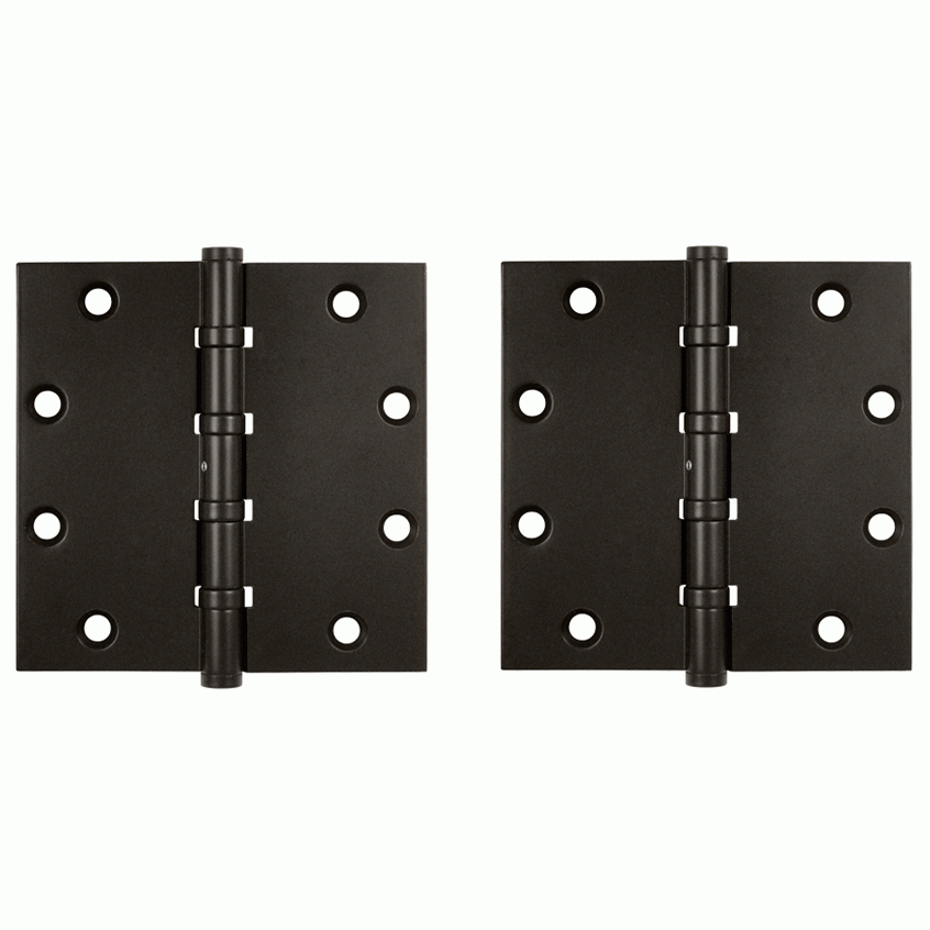 5 Inch X 5 Inch Solid Brass Non-Removable Pin Square Hinge (Oil Rubbed Bronze Finish) DELTANA