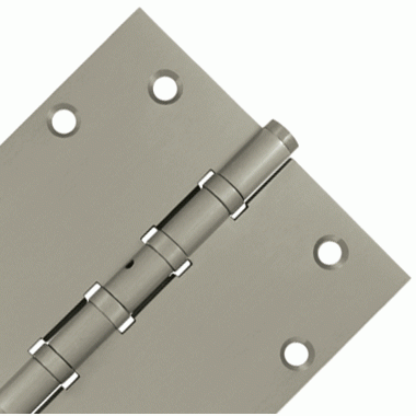 5 Inch X 5 Inch Solid Brass Non-Removable Pin Square Hinge (Brushed Nickel Finish) DELTANA