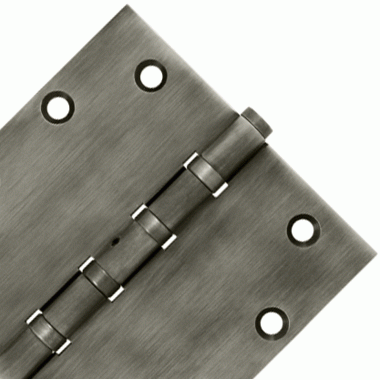 5 Inch X 5 Inch Solid Brass Non-Removable Pin Square Hinge (Antique Nickel Finish) DELTANA