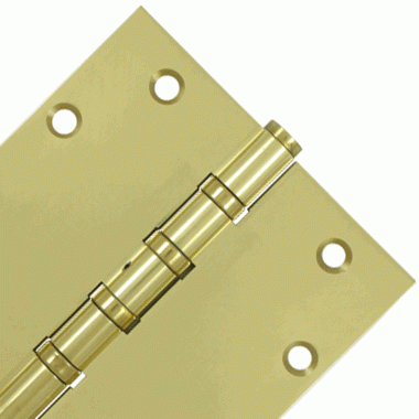 5 Inch X 5 Inch Solid Brass Non-Removable Pin Square Hinge (Polished Brass Finish) DELTANA