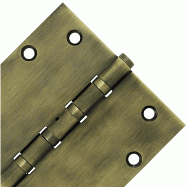 5 Inch X 5 Inch Solid Brass Non-Removable Pin Square Hinge (Antique Brass Finish) DELTANA