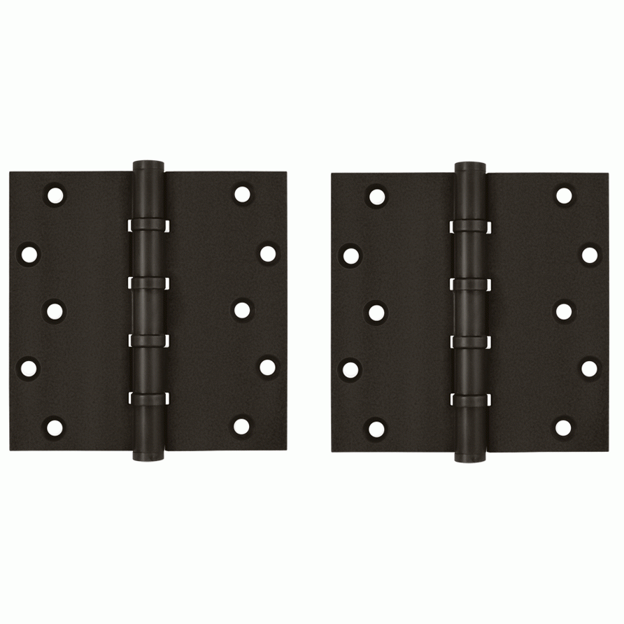 6 Inch X 6 Inch Solid Brass Ball Bearing Square Hinge (Oil Rubbed Bronze Finish) DELTANA