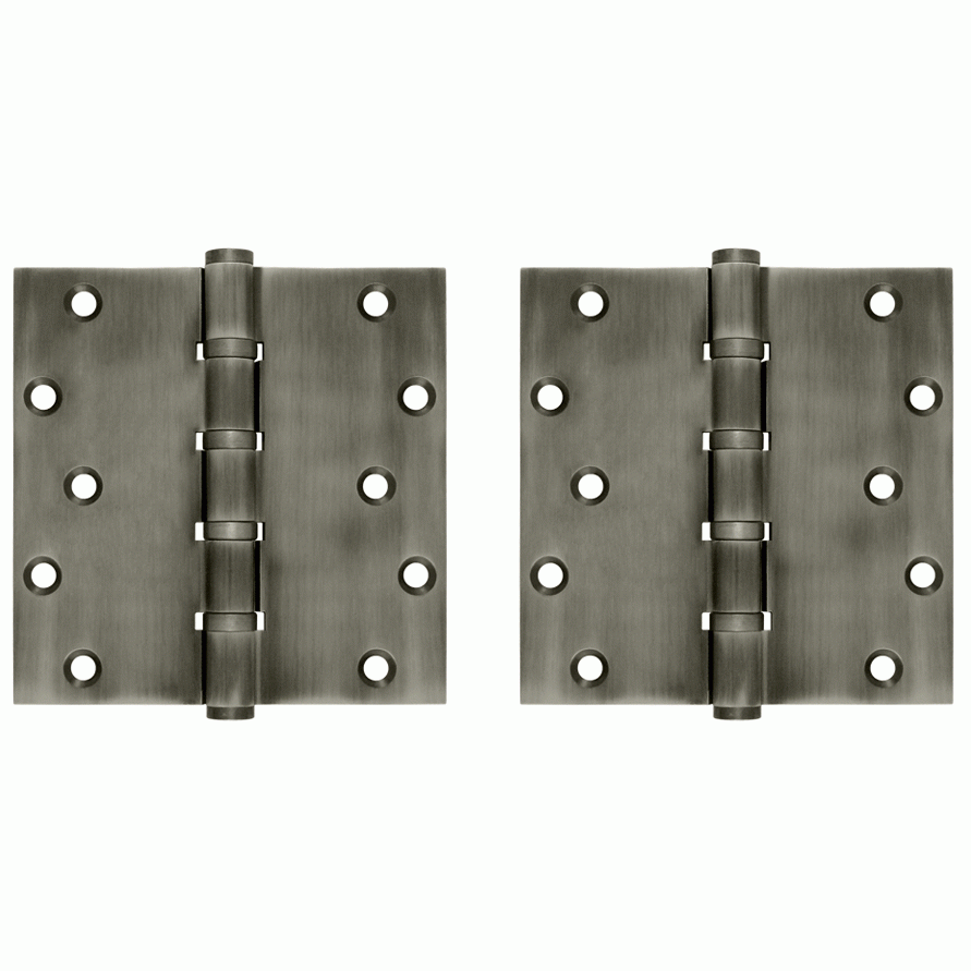 6 Inch X 6 Inch Solid Brass Ball Bearing Square Hinge (Antique Nickel Finish) DELTANA