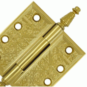 4 X 4 Inch Solid Brass Ornate Finial Style Hinge (PVD Polished Brass Finish) DELTANA