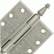 4 X 4 Inch Solid Brass Ornate Finial Style Hinge (Brushed Nickel Finish) DELTANA