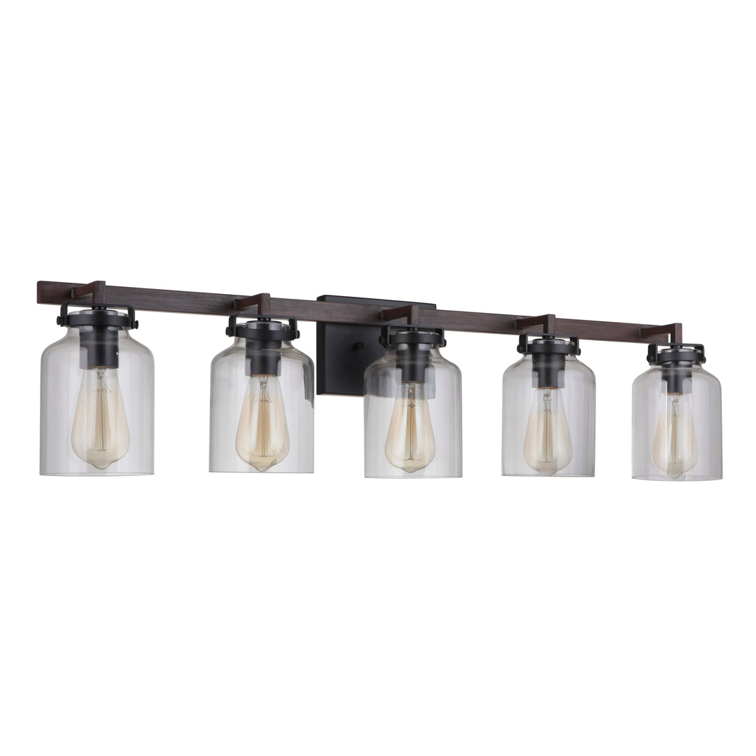 Foxwood 5 Light Vanity in Flat Black/Dark Teak CRAFTMADE