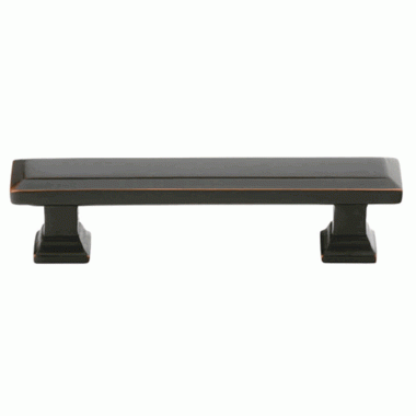 4 1/4 Inch Overall (3 Inch c-c) Brass Geometric Rectangular Pull (Oil Rubbed Bronze Finish) EMTEK