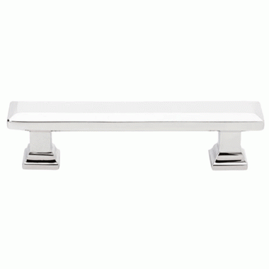 5 1/4 Inch Overall (4 Inch c-c) Brass Geometric Rectangular Pull (Polished Chrome Finish) EMTEK