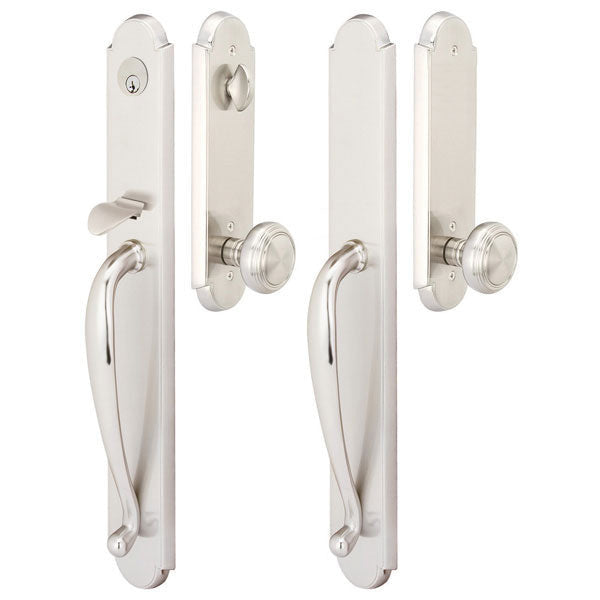 Solid Brass Albany Style Mortise Entryway Set (Brushed Nickel) EMTEK