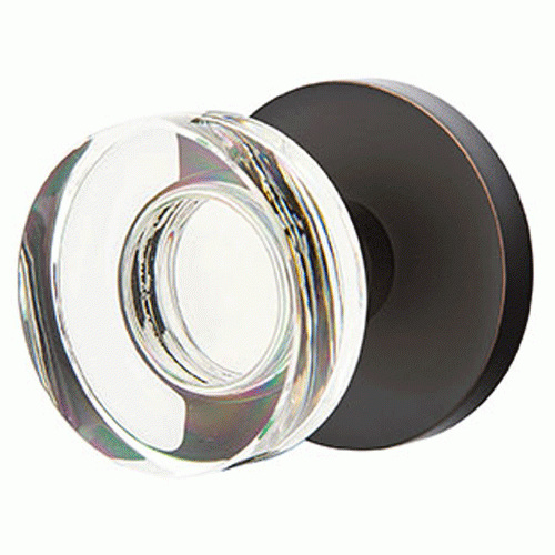 Modern Disc Crystal Door Knob Set With Disc Rosette (Several Finish Options) EMTEK