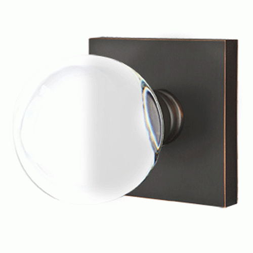 Crystal Bristol Door Knob Set With Square Rosette (Several Finish Options) EMTEK