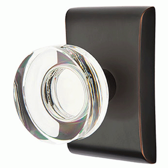 Emtek Modern Disc Crystal Door Knob Set With Neos Rosette (Several Finish Options) EMTEK