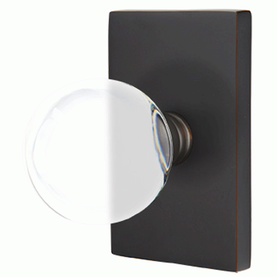 Emtek Crystal Bristol Door Knob Set With Modern Rectangular Rosette (Several Finish Options) EMTEK