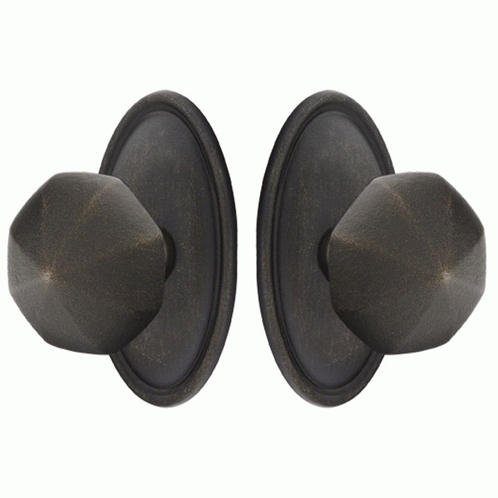 Solid Brass Lost Wax Octagon Door Knob Set With Oval Rosette (Several Finish Options) EMTEK