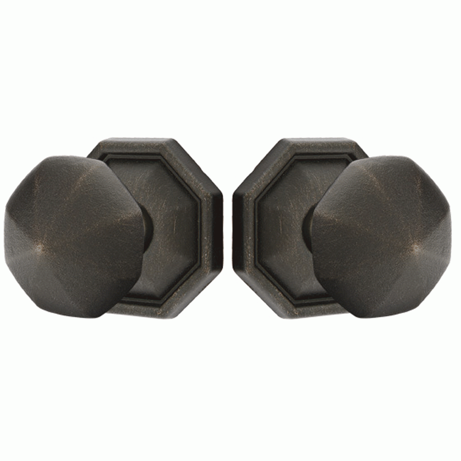 EMTEK Emtek Solid Brass Lost Wax Octagon Door Knob Set With Octagon Rosette