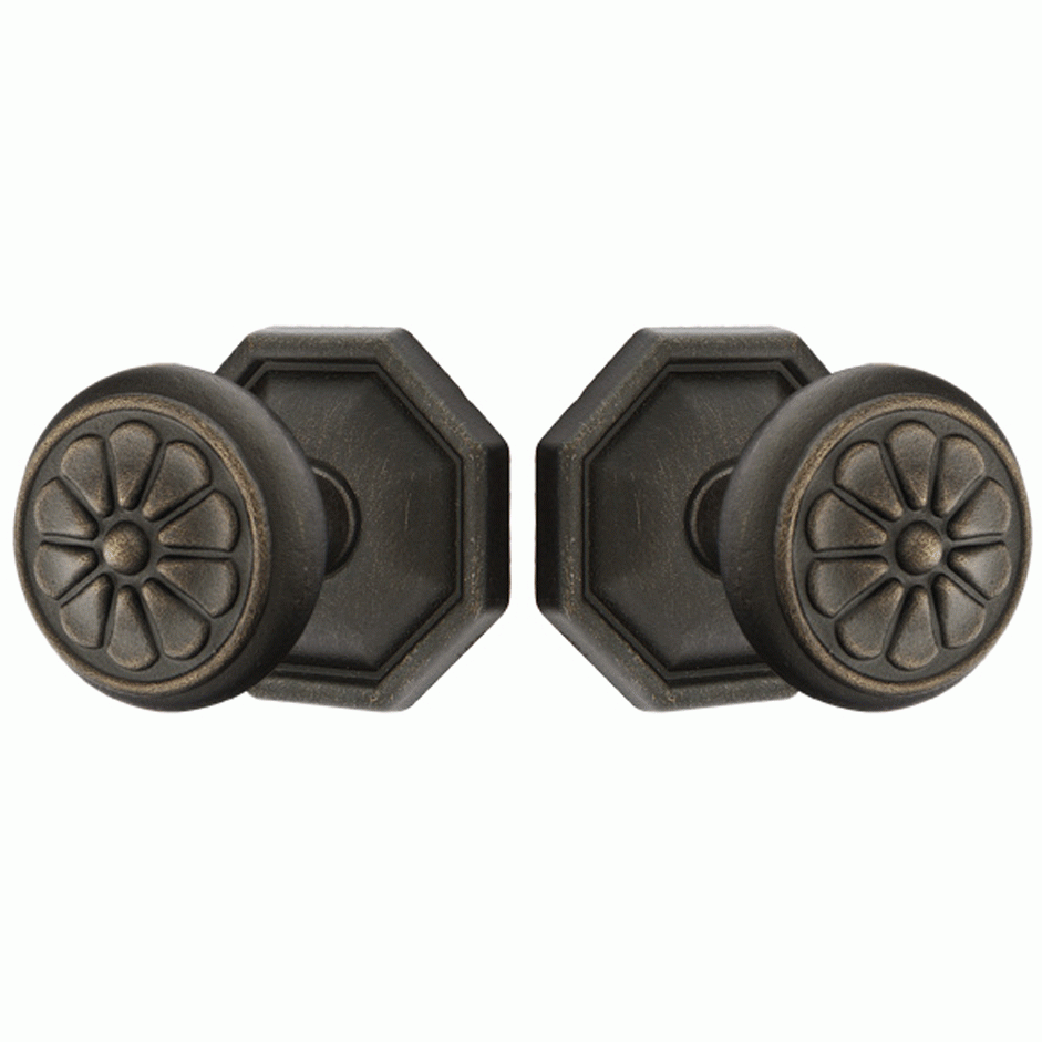 Solid Brass Lost Wax Petal Door Knob Set With Octagon Rosette (Several Finish Options) EMTEK