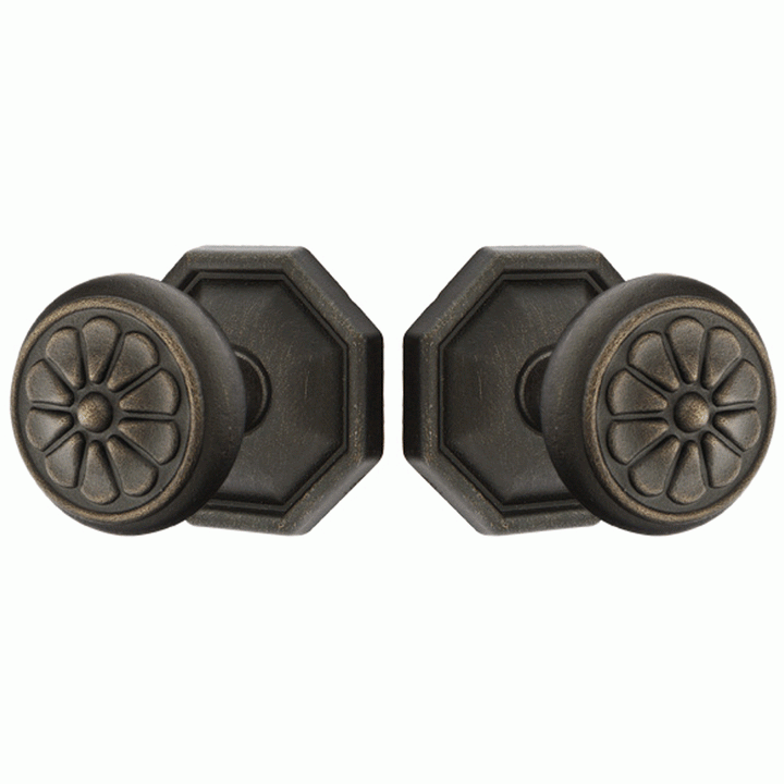 Solid Brass Lost Wax Petal Door Knob Set With Octagon Rosette (Several Finish Options) EMTEK