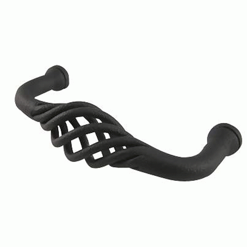 3 3/8 Inch (3 Inch c-c) Wrought Steel Lafayette Fixed Pull (Matte Black Finish) EMTEK