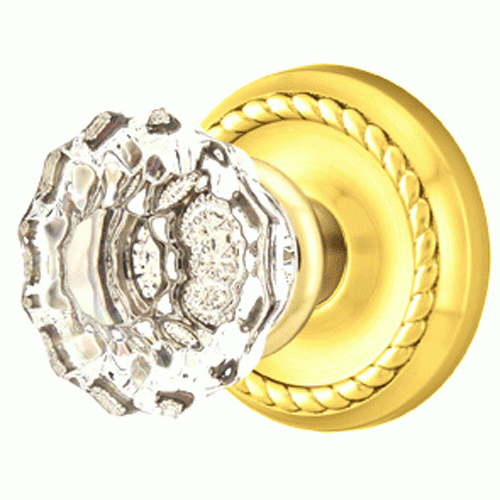 Crystal Astoria Door Knob Set With Rope Rosette (Several Finish Options) EMTEK