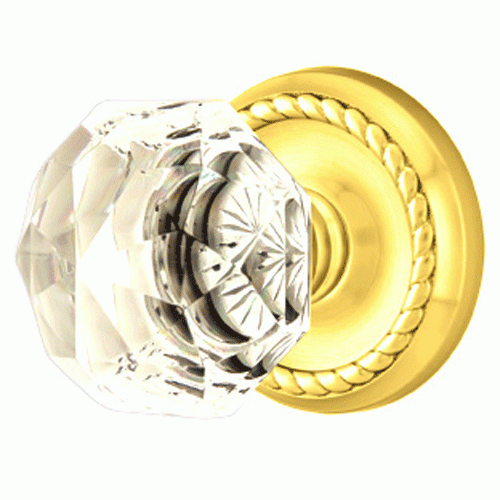 Diamond Crystal Door Knob Set With Rope Rosette (Several Finish Options) EMTEK