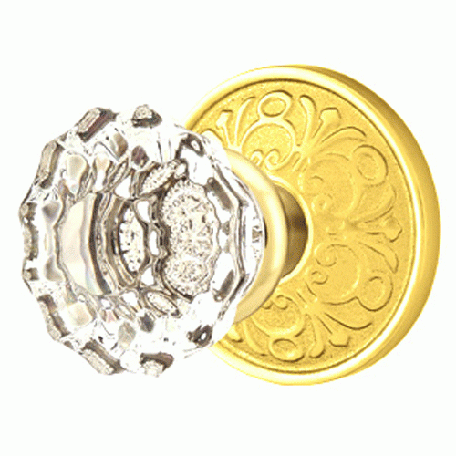 Emtek Crystal Astoria Door Knob Set With Lancaster Rosette (Several Finishes Available) EMTEK