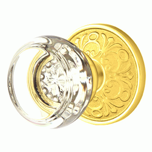 Emtek Crystal Georgetown Door Knob Set With Lancaster Rosette EMTEK