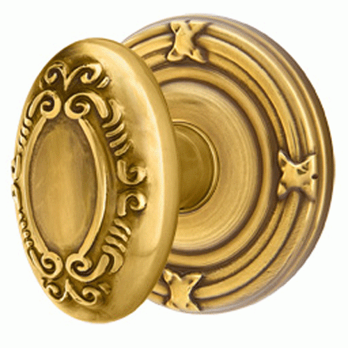 Solid Brass Victoria Door Knob Set With Ribbon & Reed Rosette (Several Finish Options) EMTEK