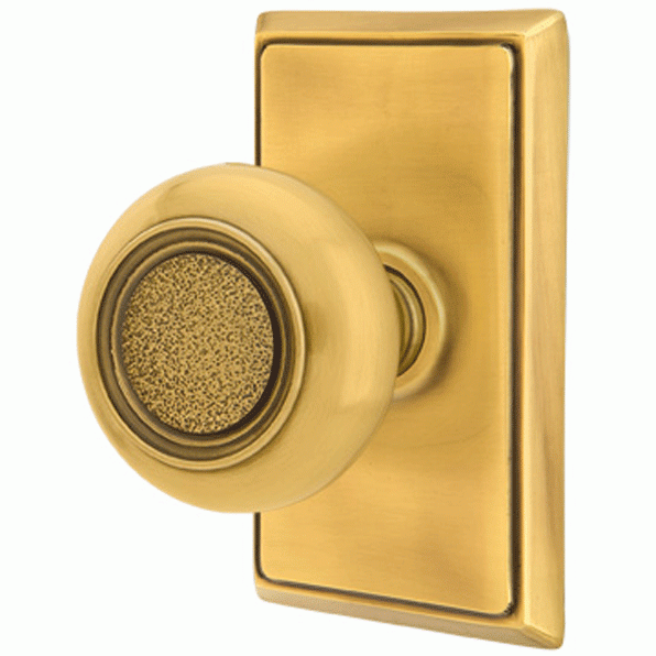 Solid Brass Belmont Door Knob Set With Rectangular Rosette (Several Finish Options) EMTEK