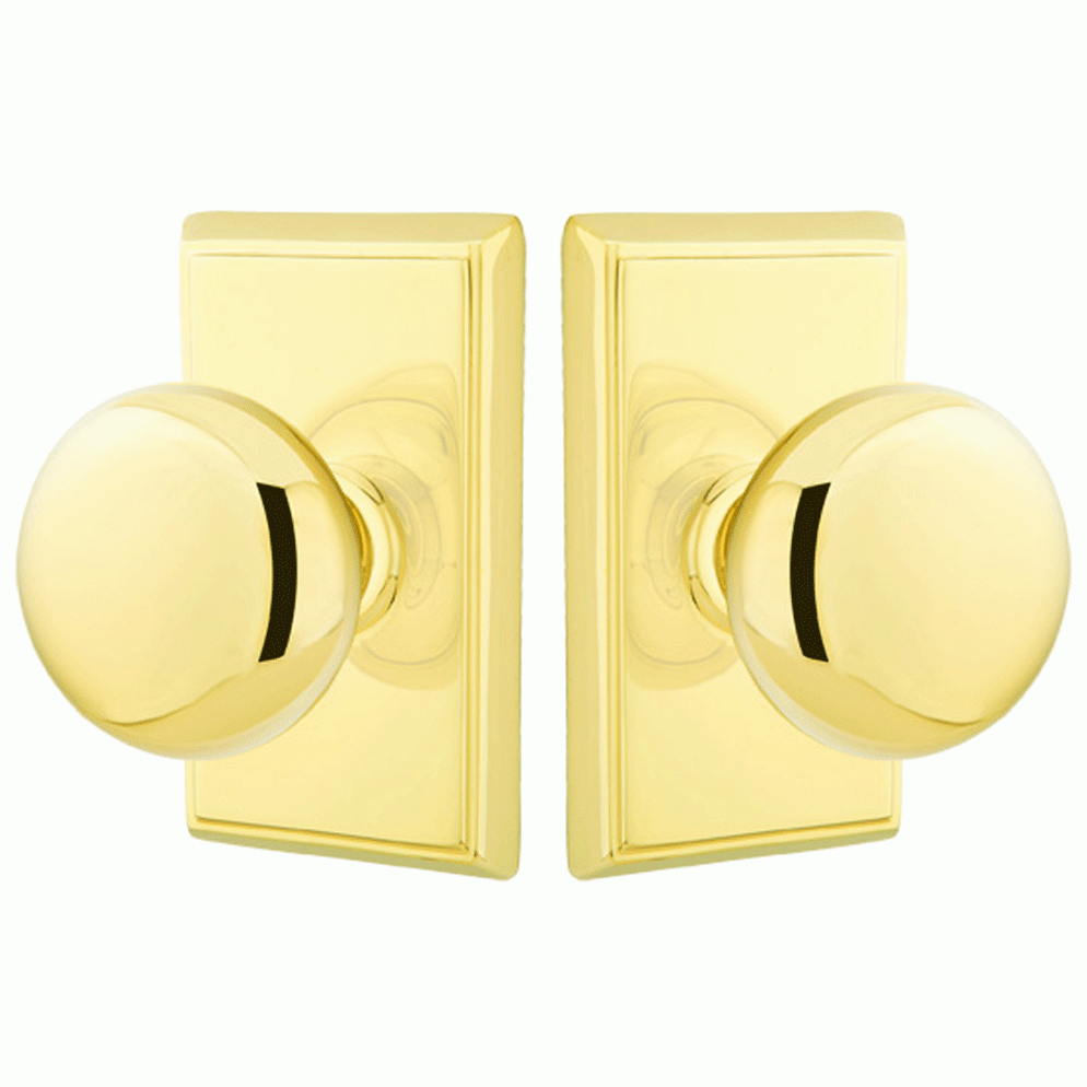 Solid Brass Providence Door Knob Set With Rectangular Rosette (Several Finish Options) EMTEK