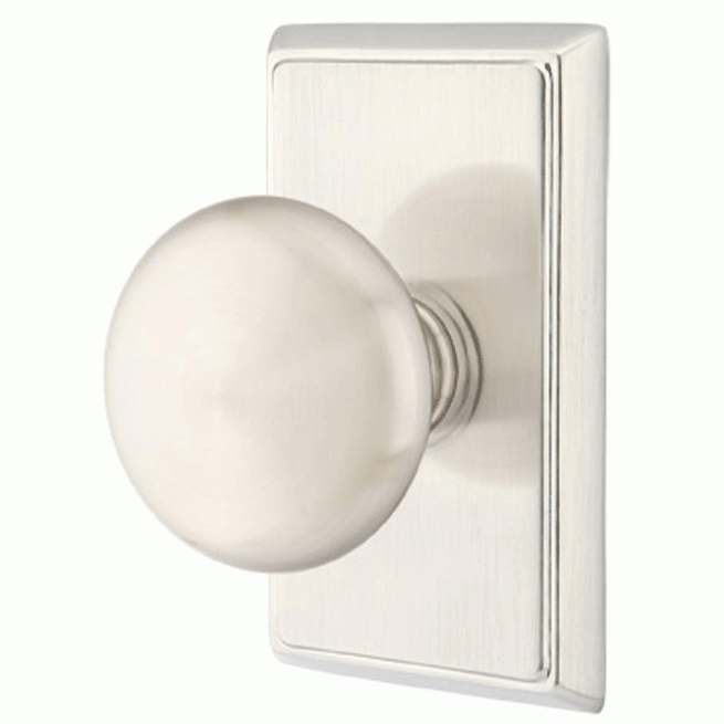 Solid Brass Providence Door Knob Set With Rectangular Rosette (Several Finish Options) EMTEK