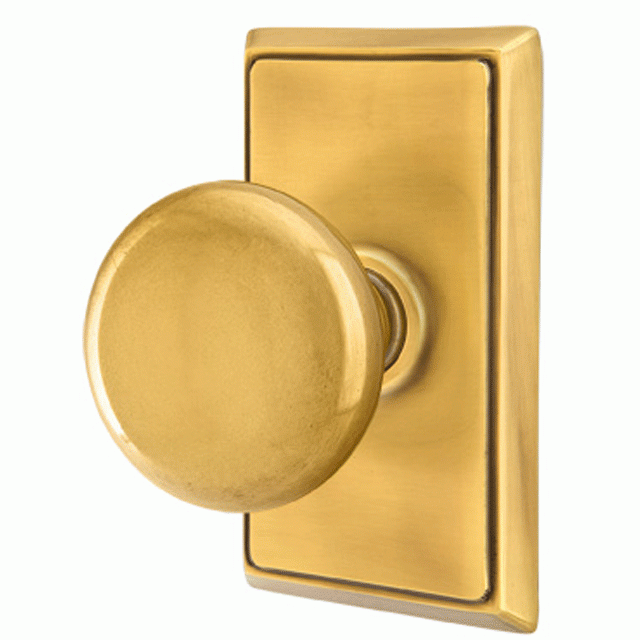 Solid Brass Providence Door Knob Set With Rectangular Rosette (Several Finish Options) EMTEK