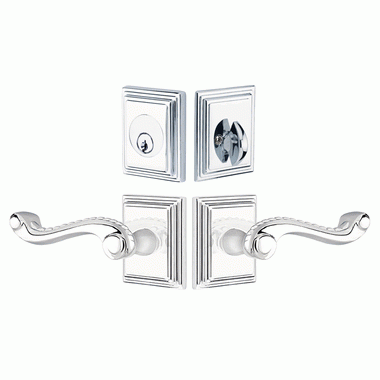 Emtek Solid Brass Rope Door Lever Deadbolt with Wilshire Rosette (Polished Chrome Finish) EMTEK