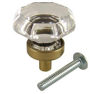 1 Inch Old Town Crystal Cabinet Knob (Antique Brass Base) EMTEK