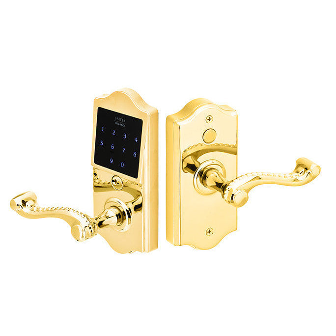 Emtek Electronic Keypad Lever Set (Polished Brass Finish) EMTEK