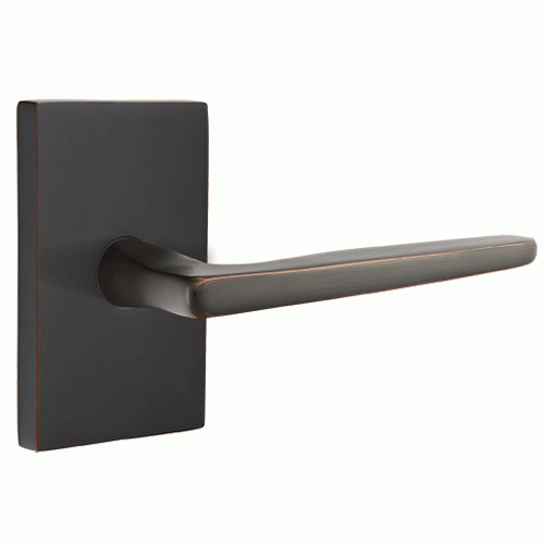 Emtek Concealed Fastener Mechanism Solid Brass Hermes Lever With Modern Rectangular Rosette EMTEK