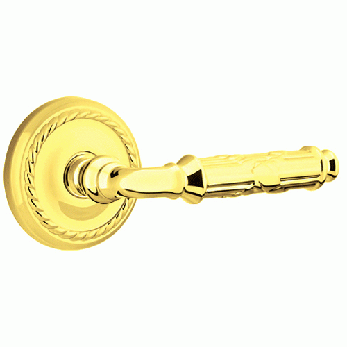 Solid Brass Ribbon & Reed Lever With Rope Rosette EMTEK