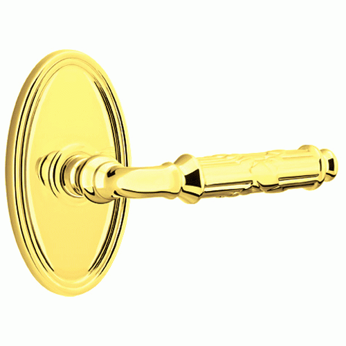 Solid Brass Ribbon & Reed Lever With Oval Rosette EMTEK