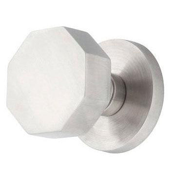 Cast Stainless Steel Octagon Door Knob with Round Plate EMTEK