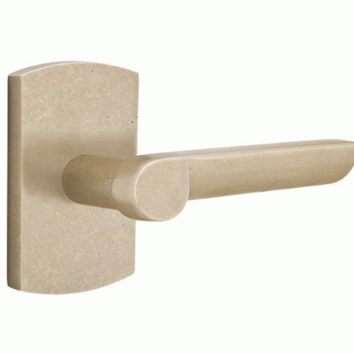 Solid Brass Sandcast Aurora Lever With Rounded Rectangular Rosette EMTEK