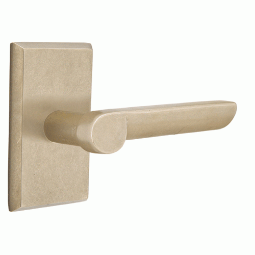 Solid Brass Sandcast Aurora Lever With Rectangular Rosette EMTEK