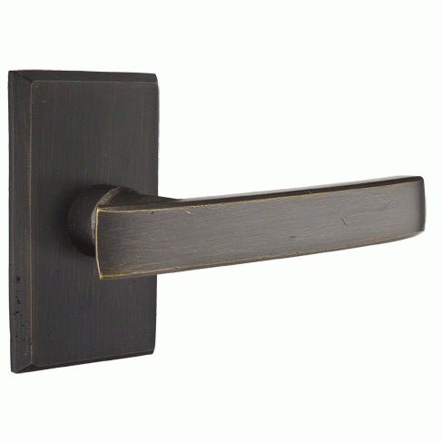 Emtek Solid Brass Sandcast Yuma Lever With Modern Rectangular Rosette EMTEK