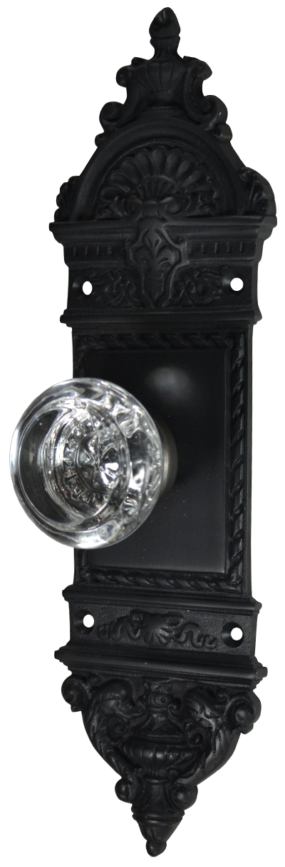 L'Enfant Small Backplate Door Set with Crystal Round Door Knobs (Several Finishes Available) COPPER MOUNTAIN HARDWARE