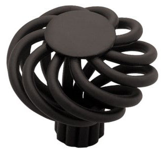 1 1/4 Inch Black Flat Birdcage Forged Iron Cabinet & Furniture Knob COPPER MOUNTAIN HARDWARE