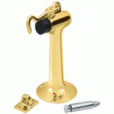 Floor Mounted Bumper Door Stop With Hook & Eye (Polished Brass Finish) DELTANA